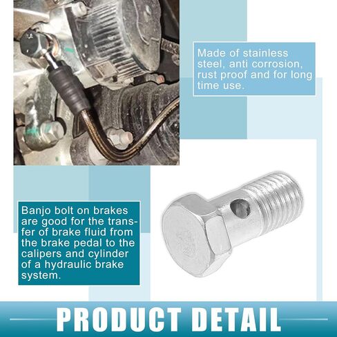 Car Banjo Bolt Brake Fitting Adapter Kit 1.93" Length M18x1.5 Brake Line Thread Single Bolt with 4 Copper Washers (Set of 2) in Saudi Arabia