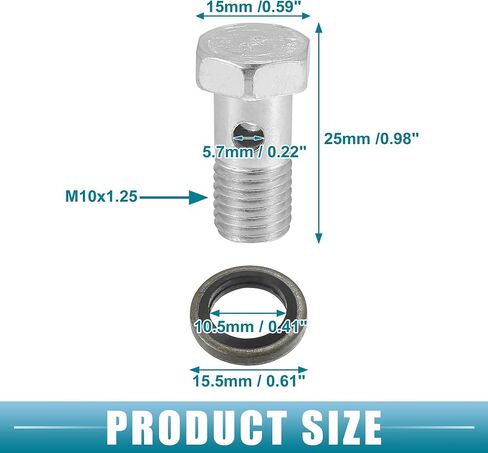 Car Banjo Bolt Brake Fitting Adapter Kit 1.93" Length M18x1.5 Brake Line Thread Single Bolt with 4 Copper Washers (Set of 2) in Saudi Arabia