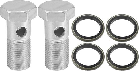 Car Banjo Bolt Brake Fitting Adapter Kit 1.93" Length M18x1.5 Brake Line Thread Single Bolt with 4 Copper Washers (Set of 2) in Saudi Arabia