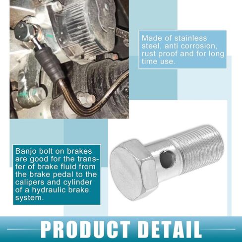 Car Banjo Bolt Brake Fitting Adapter Kit 1.93" Length M18x1.5 Brake Line Thread Single Bolt with 4 Copper Washers (Set of 2) in Saudi Arabia