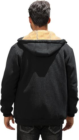 Fleece Hoodies for Men Heavyweight Winter Full-Zip Sweatshirt Sherpa Lined Hooded Thermal Jacket Thick Warm Coats in Saudi Arabia