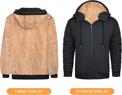 Fleece Hoodies for Men Heavyweight Winter Full-Zip Sweatshirt Sherpa Lined Hooded Thermal Jacket Thick Warm Coats in Saudi Arabia