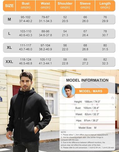 Fleece Hoodies for Men Heavyweight Winter Full-Zip Sweatshirt Sherpa Lined Hooded Thermal Jacket Thick Warm Coats in Saudi Arabia