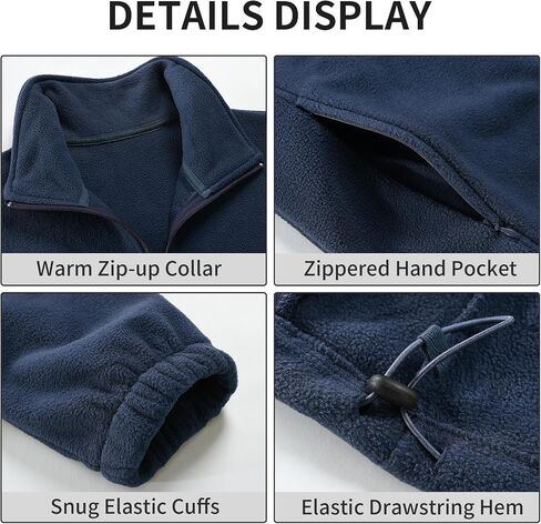Men's Casual Outdoor Fleece Zip Jacket Long Sleeve Warm Winter Coat for Men with Zip Pocket in Saudi Arabia