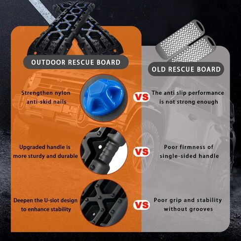 2PCS Traction Mats, Recovery Traction Boards, Recovery Boards, Easy to Store and Carry, Upgraded Traction Board for Snow, Mountain, Mud and Other Complex Terrain, Non-Slip Design in Kuwait