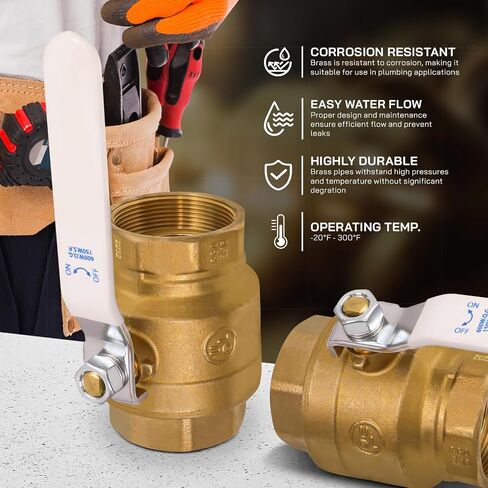Midline Valve 832T223-NL-5 Premium Full Port Ball Valve, Brass, 1 in. FIP x 1 in. FIP (5 Pack) in Kuwait