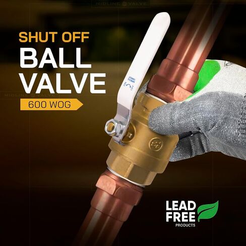 Midline Valve 832T223-NL-5 Premium Full Port Ball Valve, Brass, 1 in. FIP x 1 in. FIP (5 Pack) in Kuwait