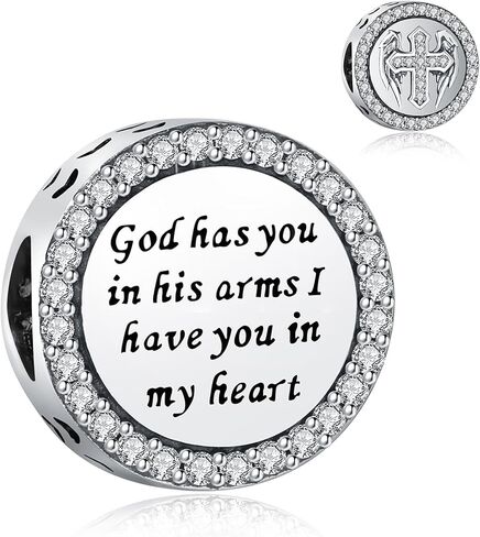 925 Sterling Silver Charms Fit Pandora Charms Bracelet God Has You In His Arms I Have You In My Heart Fit Wife Daughter Mother's Day Christmas Birthday Gift in Saudi Arabia