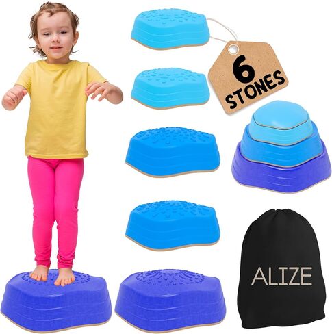 Balance Stepping Stones for Kids-Outdoor Stepping Stones Kids Plastic Stepping Stones Balance Rocks Stepping Stones for Toddlers 1-5 Kid Stepping Stones Stackable Non Slip Stepping Stones for Kids in Saudi Arabia