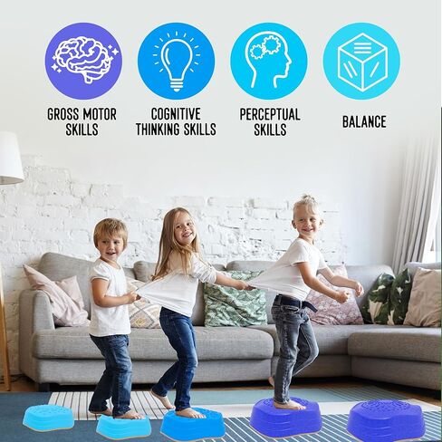 Balance Stepping Stones for Kids-Outdoor Stepping Stones Kids Plastic Stepping Stones Balance Rocks Stepping Stones for Toddlers 1-5 Kid Stepping Stones Stackable Non Slip Stepping Stones for Kids in Kuwait