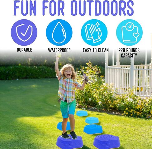 Balance Stepping Stones for Kids-Outdoor Stepping Stones Kids Plastic Stepping Stones Balance Rocks Stepping Stones for Toddlers 1-5 Kid Stepping Stones Stackable Non Slip Stepping Stones for Kids in Saudi Arabia