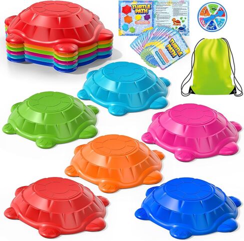TEMI Stepping Stones for Kids Aged 3 4 5 6 7 8, 6 PCS Turtle Non-Slip Jumping Stones Outdoor and Indoor Toys, Exercise Balance Coordination, Obstacle Course Boys Toys for Kids 3-6, Gifts for Kids 3-8 in Saudi Arabia