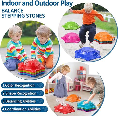 TEMI Stepping Stones for Kids Aged 3 4 5 6 7 8, 6 PCS Turtle Non-Slip Jumping Stones Outdoor and Indoor Toys, Exercise Balance Coordination, Obstacle Course Boys Toys for Kids 3-6, Gifts for Kids 3-8 in Saudi Arabia