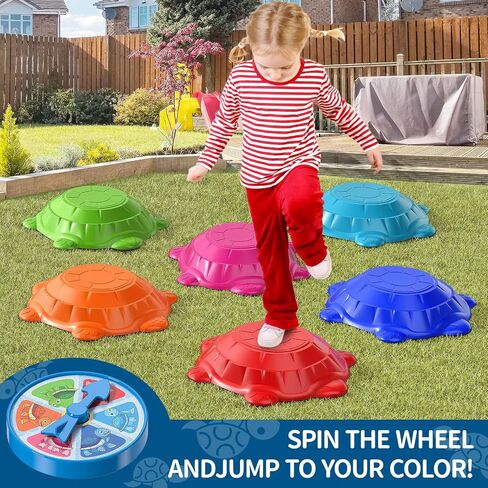 TEMI Stepping Stones for Kids Aged 3 4 5 6 7 8, 6 PCS Turtle Non-Slip Jumping Stones Outdoor and Indoor Toys, Exercise Balance Coordination, Obstacle Course Boys Toys for Kids 3-6, Gifts for Kids 3-8 in Saudi Arabia