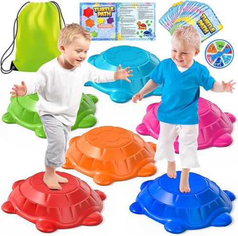 TEMI Stepping Stones for Kids Aged 3 4 5 6 7 8, 6 PCS Turtle Non-Slip Jumping Stones Outdoor and Indoor Toys, Exercise Balance Coordination, Obstacle Course Boys Toys for Kids 3-6, Gifts for Kids 3-8 in Saudi Arabia