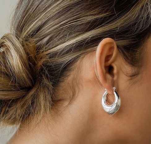 Silver Hoop Earrings Set for Women, 6 Pairs Sterling Silver Twisted Small Huggie Hoop Earring Lightweight Hypoallergenic Earring Set Dainty Cartilage Earring Trendy Jewelry Gifts in Saudi Arabia