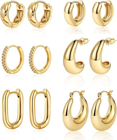 Silver Hoop Earrings Set for Women, 6 Pairs Sterling Silver Twisted Small Huggie Hoop Earring Lightweight Hypoallergenic Earring Set Dainty Cartilage Earring Trendy Jewelry Gifts in Saudi Arabia