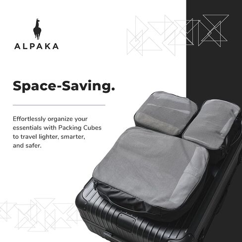 ALPAKA Packing Cube Collection - Small, Medium, and Large Packing Cubes for Travel - Black Weatherproof Fabric Protects Clothes, Shoes, and Gear in Saudi Arabia