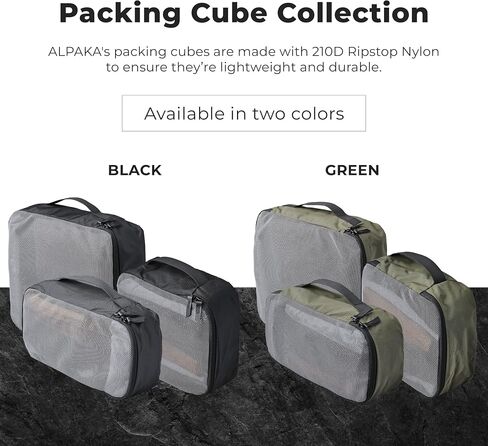 ALPAKA Packing Cube Collection - Small, Medium, and Large Packing Cubes for Travel - Black Weatherproof Fabric Protects Clothes, Shoes, and Gear in Saudi Arabia