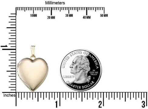 PicturesOnGold.com قلادة على شكل قلب من الذهب الأصفر عيار 14 قيراط - 3/4 بوصة × 3/4 بوصة من الذهب الأصفر عيار 14 قيراط in Saudi Arabia