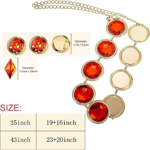 5Pcs Halloween Cosplay Waist Belt for Women, Acrylic Gems Rhinestone Belts with Adjustable Chain in Saudi Arabia