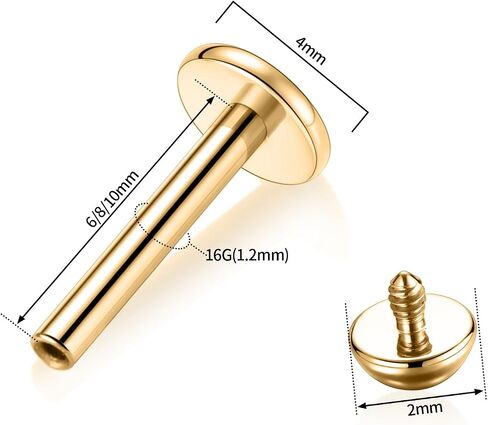 FUNLMO Titanium Tragus Helix Conch Piercing Jewelry Flat Back Cartilage Earring Medusa Monroe Piercing Jewelry Internally Threaded Lip Nose Ring in Saudi Arabia