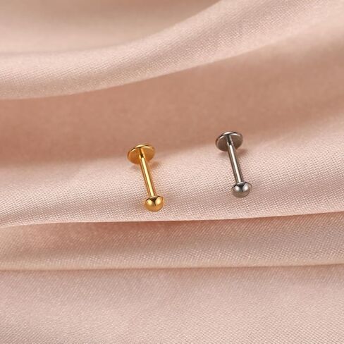 FUNLMO Titanium Tragus Helix Conch Piercing Jewelry Flat Back Cartilage Earring Medusa Monroe Piercing Jewelry Internally Threaded Lip Nose Ring in Saudi Arabia