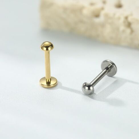 FUNLMO Titanium Tragus Helix Conch Piercing Jewelry Flat Back Cartilage Earring Medusa Monroe Piercing Jewelry Internally Threaded Lip Nose Ring in Saudi Arabia