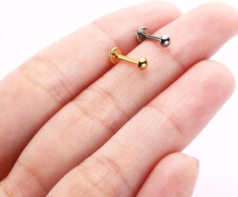 FUNLMO Titanium Tragus Helix Conch Piercing Jewelry Flat Back Cartilage Earring Medusa Monroe Piercing Jewelry Internally Threaded Lip Nose Ring in Saudi Arabia
