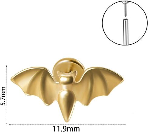 2 قطعة 20 جرام من الفولاذ المقاوم للصدأ حلقات الشفاه الخفافيش Labret ترصيع محارة اللولب الزنمة الغضروف أقراط دفع بدون خيط في مونرو ميدوسا ثقب المجوهرات لجميع القديسين in Kuwait