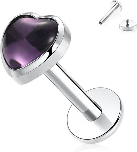 FUNLMO Titanium Tragus Helix Conch Piercing Jewelry Flat Back Cartilage Earring Medusa Monroe Piercing Jewelry Internally Threaded Lip Nose Ring in Kuwait