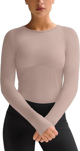 Womens Long Sleeve Workout Tops Slim-Fit Yoga Top Quick Dry Running Athletic Shirt High Stretch in Saudi Arabia
