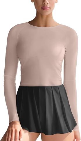 Womens Long Sleeve Workout Tops Slim-Fit Yoga Top Quick Dry Running Athletic Shirt High Stretch in Saudi Arabia
