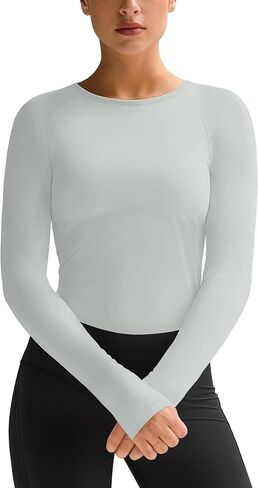 Womens Long Sleeve Workout Tops Slim-Fit Yoga Top Quick Dry Running Athletic Shirt High Stretch in Saudi Arabia