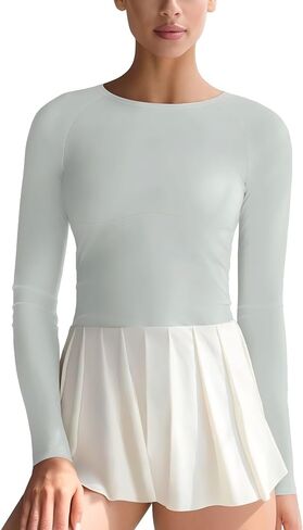 Womens Long Sleeve Workout Tops Slim-Fit Yoga Top Quick Dry Running Athletic Shirt High Stretch in Saudi Arabia