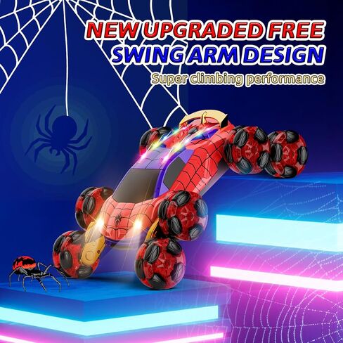 سيارة تحكم عن بعد 8WD، سيارات RC بتردد 2.4 جيجا هرتز مع رذاذ وإضاءة باردة، ألعاب أطفال عملية الطلاء الكهربائي تحول سيارة التسلق الانجراف، ألعاب للأولاد لأعمار 4-6 و7 و8-13 عامًا (أحمر وأزرق) in Kuwait