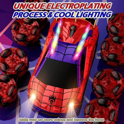 سيارة تحكم عن بعد 8WD، سيارات RC بتردد 2.4 جيجا هرتز مع رذاذ وإضاءة باردة، ألعاب أطفال عملية الطلاء الكهربائي تحول سيارة التسلق الانجراف، ألعاب للأولاد لأعمار 4-6 و7 و8-13 عامًا (أحمر وأزرق) in Kuwait