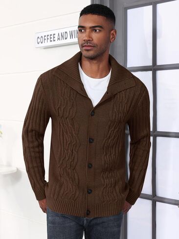 Runcati Mens Cardigan Sweater Cable Knit Button Down Long Sleeve Casual Winter Slim Fit Sweaters in Saudi Arabia