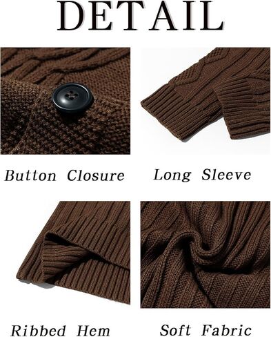 Runcati Mens Cardigan Sweater Cable Knit Button Down Long Sleeve Casual Winter Slim Fit Sweaters in Saudi Arabia