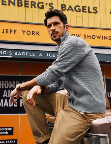 PJ PAUL JONES Mens Cardigan Sweater Full Zip Up Sweaters Casual Slim Fit Stand Collar Knitted Cardigans in Saudi Arabia