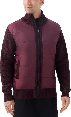 Men's Knit Cardigan Sweater Slim Fit Long Sleeve Stand Collar Full Zipper Casual Sweater in Saudi Arabia