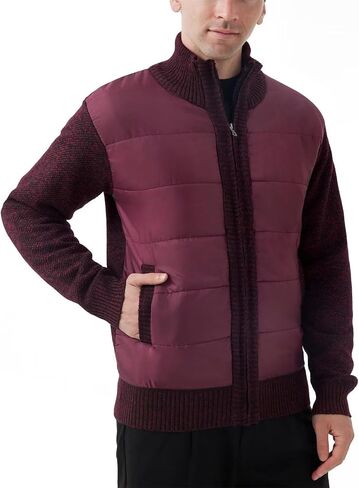 Men's Knit Cardigan Sweater Slim Fit Long Sleeve Stand Collar Full Zipper Casual Sweater in Saudi Arabia