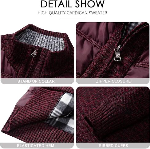 Men's Knit Cardigan Sweater Slim Fit Long Sleeve Stand Collar Full Zipper Casual Sweater in Saudi Arabia