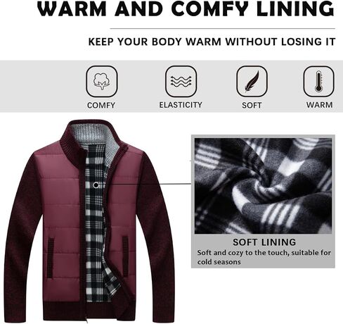 Men's Knit Cardigan Sweater Slim Fit Long Sleeve Stand Collar Full Zipper Casual Sweater in Saudi Arabia