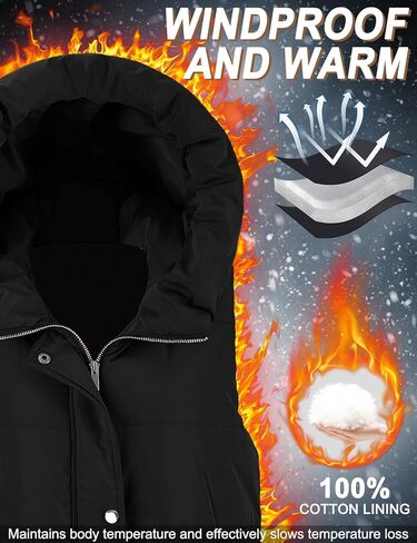 Long Puffer Vest Women Quilted Hooded Vest Zip Up Sleeveless Vests Outerwear Padded Jacket Warm Winter Coat 2024 in Kuwait