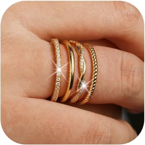 Gold/Silver Rings for Women Non Tarnish, Dainty 14K Gold Plated Stacking Thumb Rings Set, Statement Gold Adjustable Stackable Rings Set in Saudi Arabia