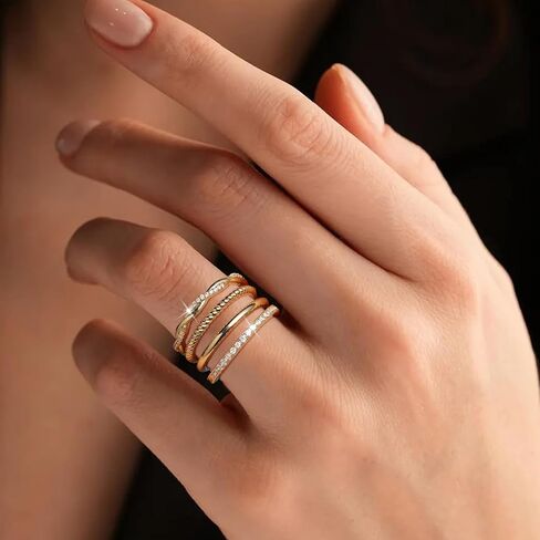 Gold/Silver Rings for Women Non Tarnish, Dainty 14K Gold Plated Stacking Thumb Rings Set, Statement Gold Adjustable Stackable Rings Set in Saudi Arabia