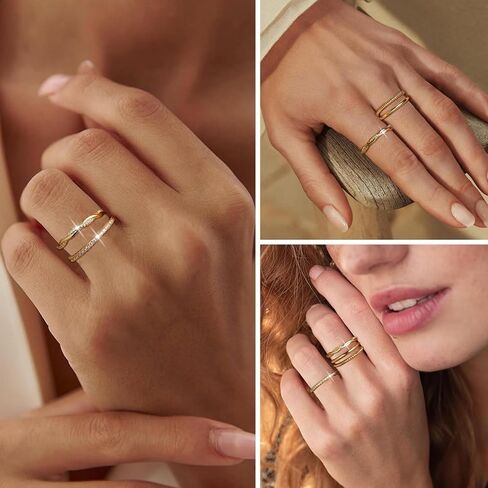 Gold/Silver Rings for Women Non Tarnish, Dainty 14K Gold Plated Stacking Thumb Rings Set, Statement Gold Adjustable Stackable Rings Set in Saudi Arabia