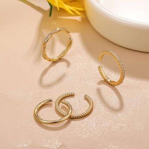Gold/Silver Rings for Women Non Tarnish, Dainty 14K Gold Plated Stacking Thumb Rings Set, Statement Gold Adjustable Stackable Rings Set in Saudi Arabia