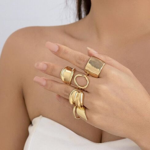 Gold Plated Rings for Women, Thumb Stackable Rings Set for Women Non Tarnish, Color Rhinestone Joint Finger Band Jewlery Gift for Brithday Party Porm in Kuwait